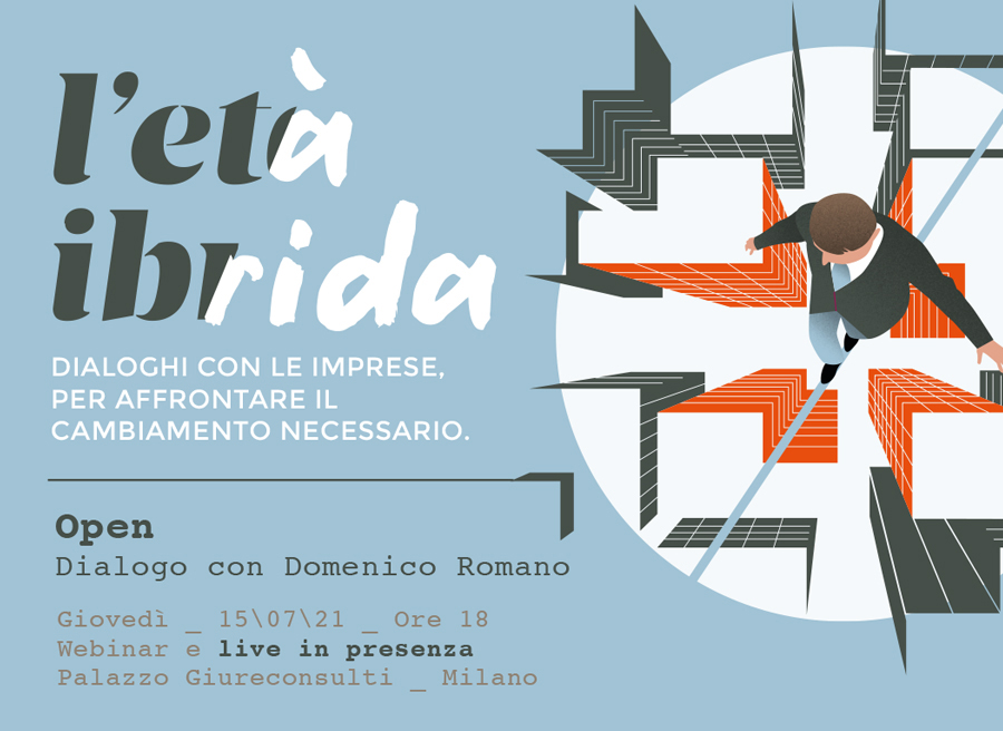 Invito evento Età Ibrida con domenica Romano Palazzo Giureconsulti Milano